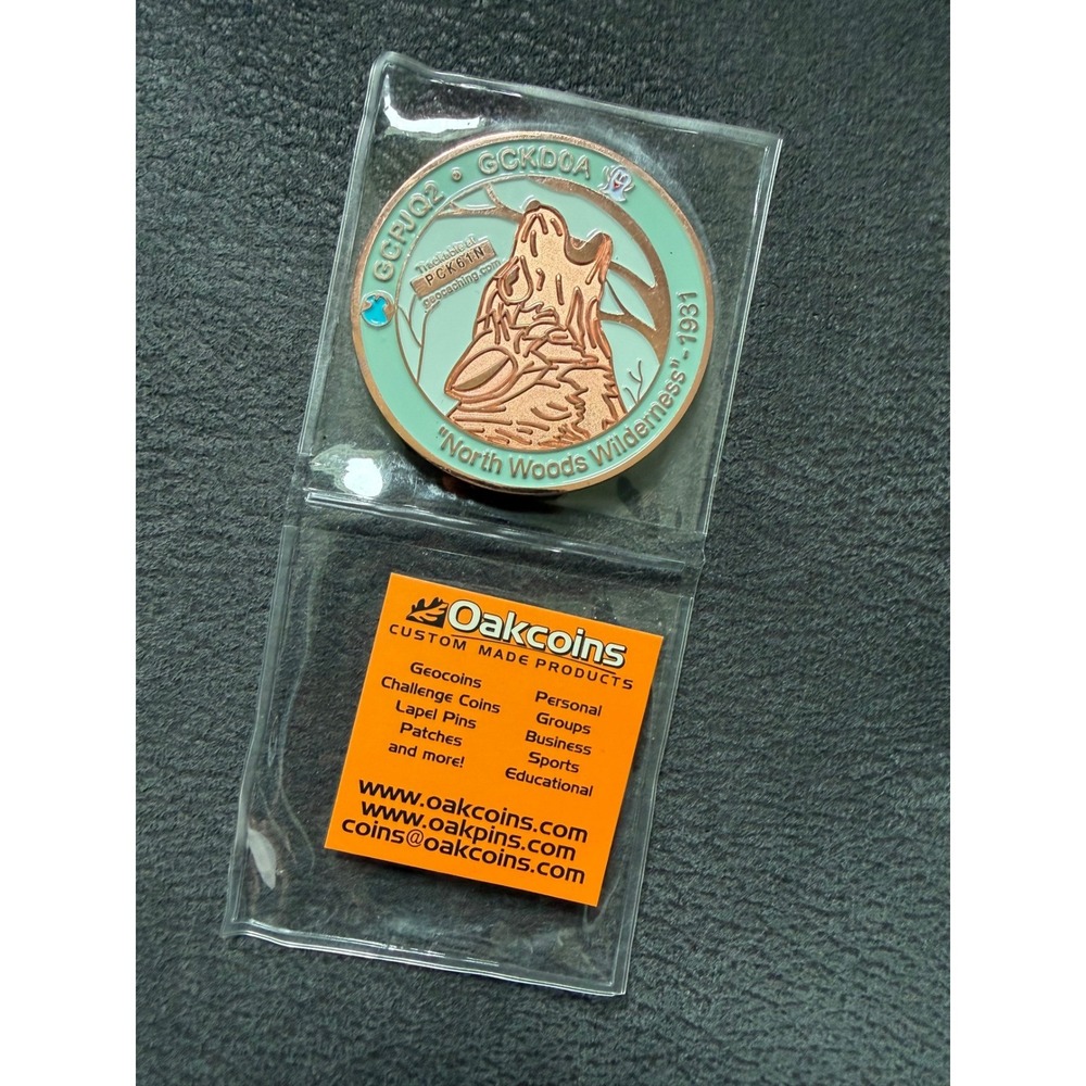 Oakcoins Isle Royale National Park 2008 Hitechman Geocoin Moose Wolf Trackable - Picture 3 of 6